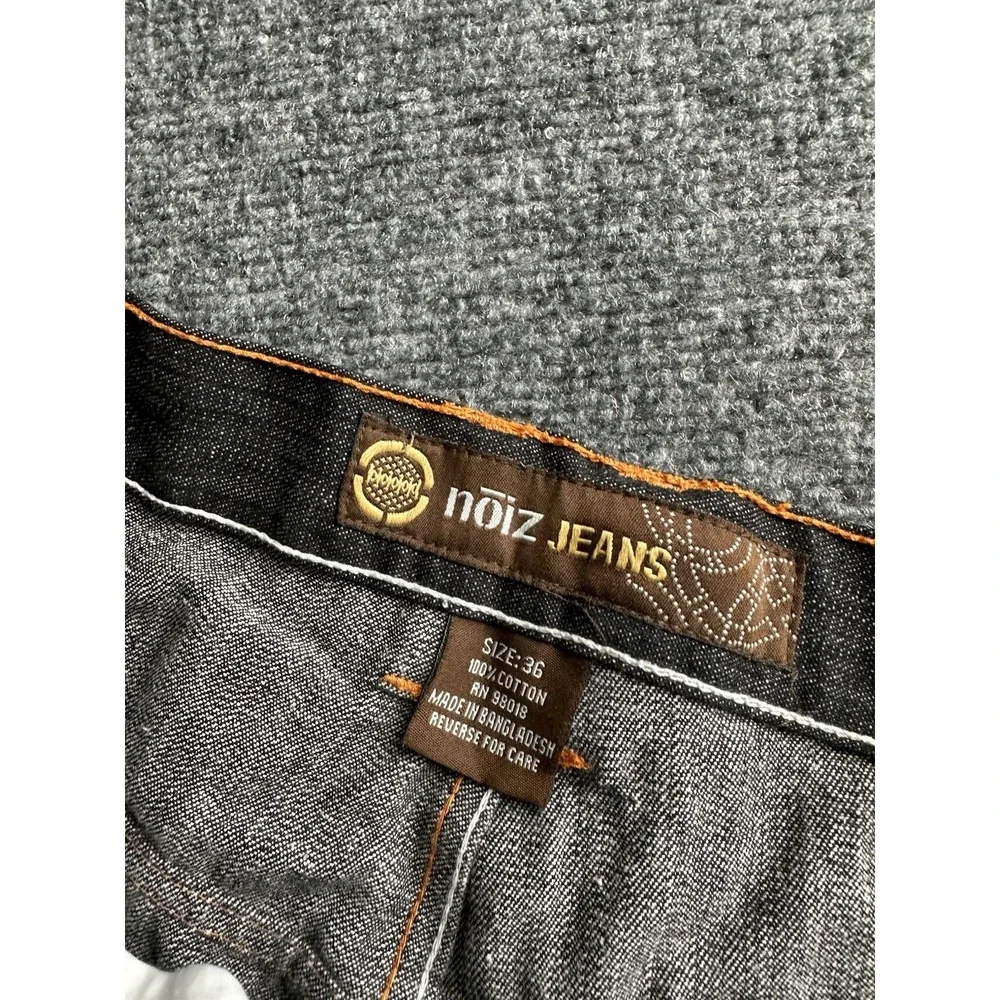 Mens Noiz Jeans Black Denim Shorts Orange Stitching 100% Cotton, Size 36